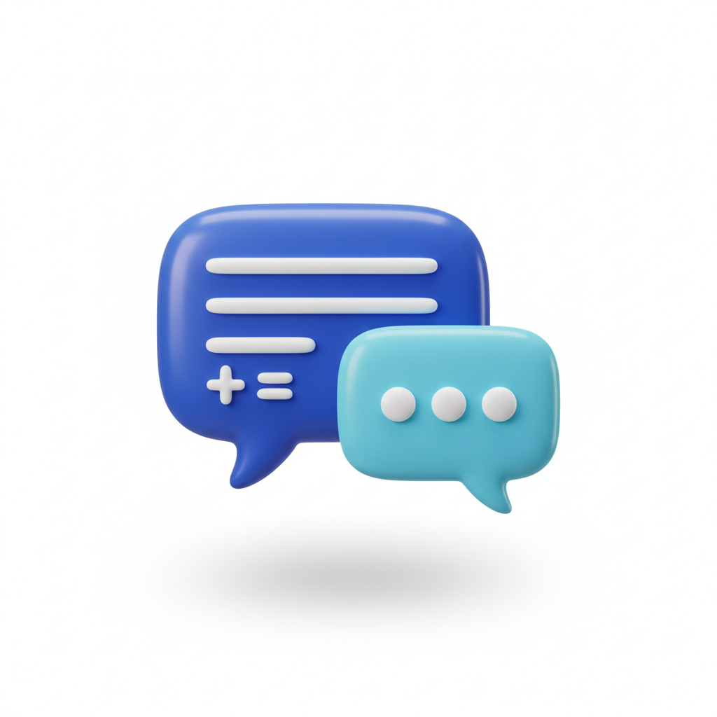 Two speech bubbles, one with lines of text and one with typing dots